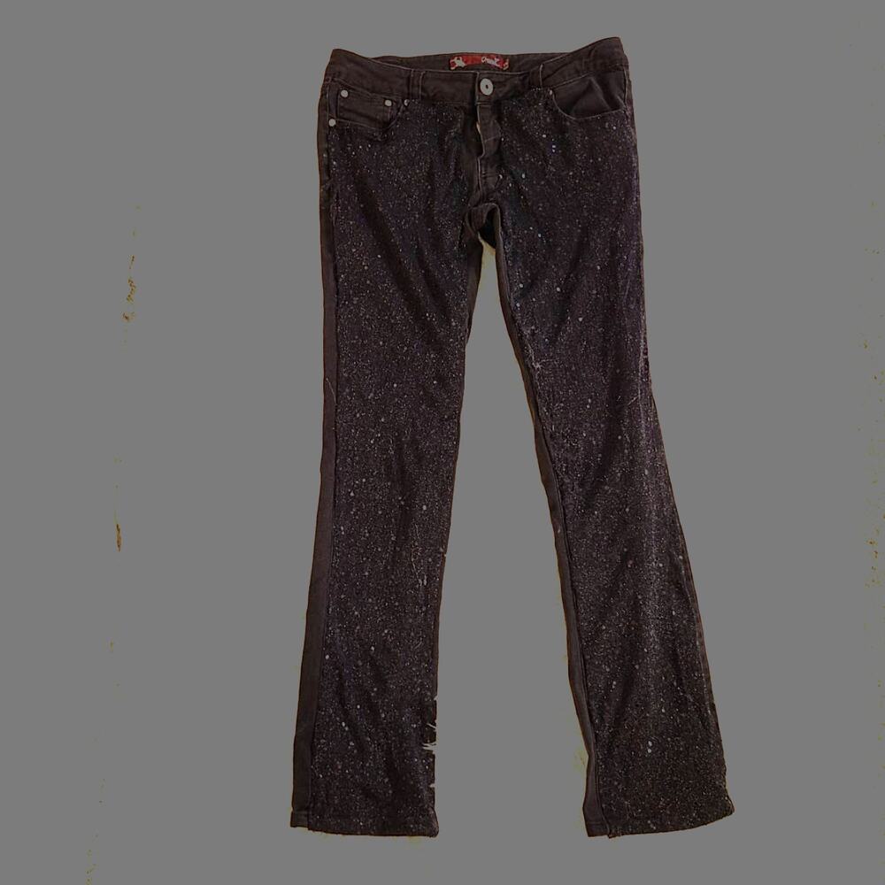 retro y2k chiqle denim architect black low rise tinsel skinny jeans size 11